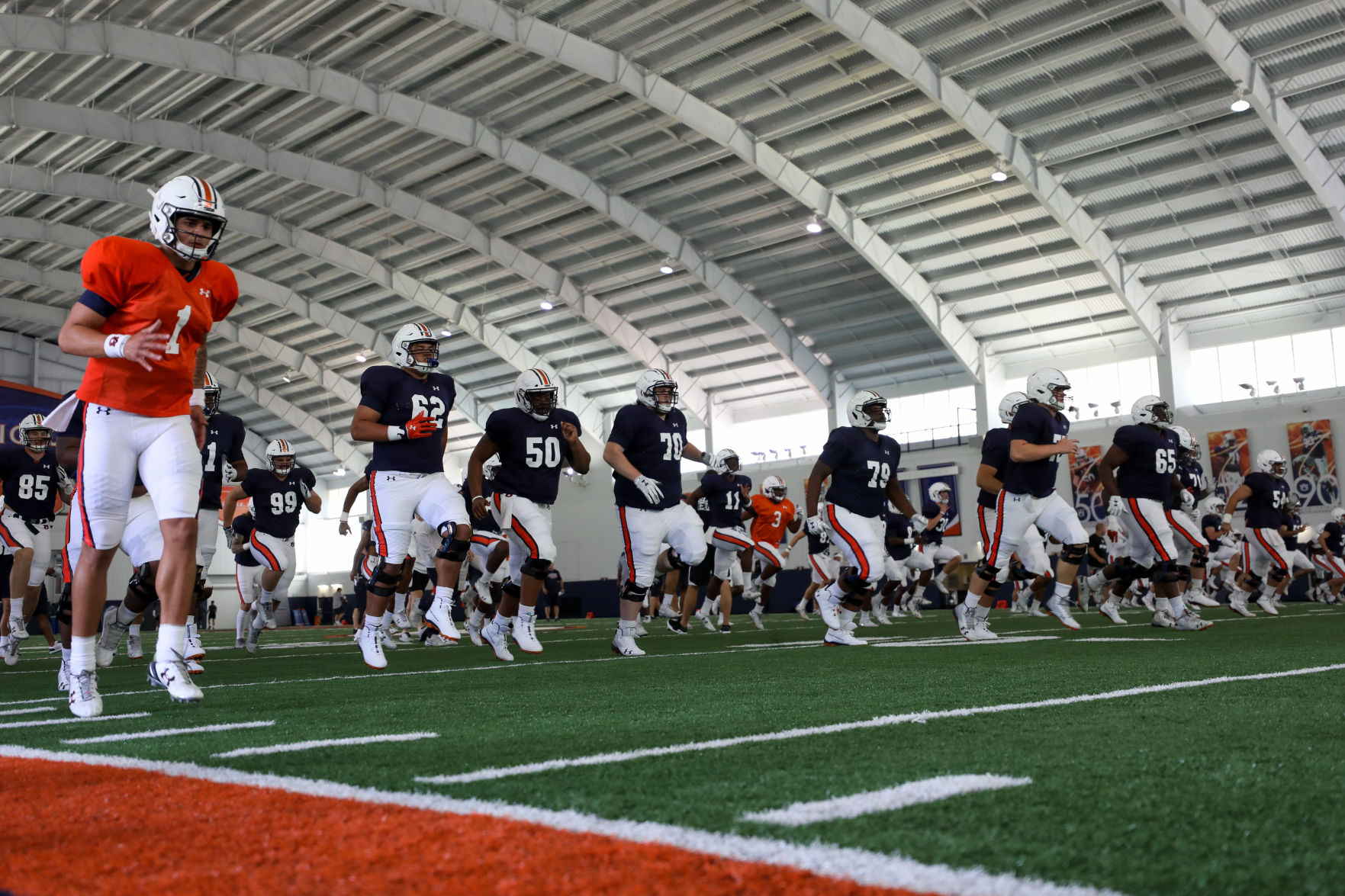 Auburn football practice on the first day of full pads